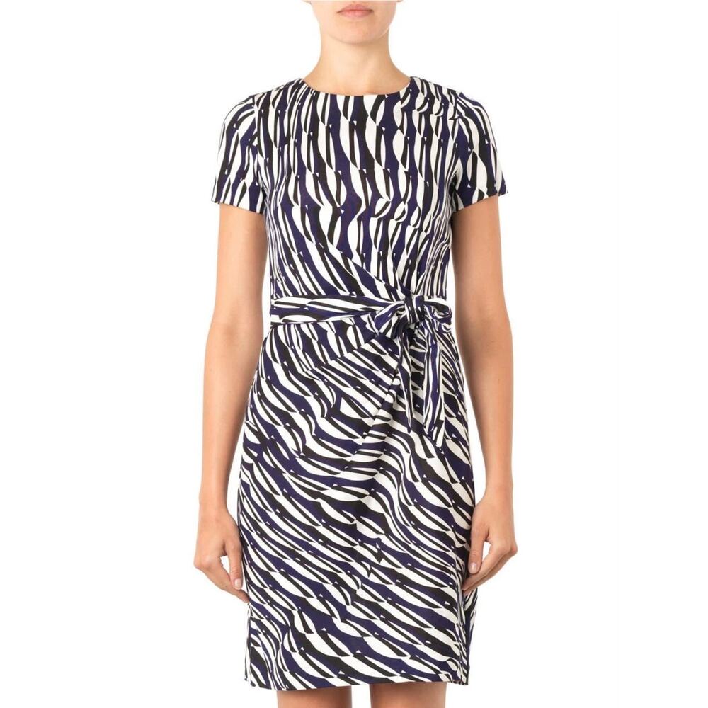 Diane Von Furstenberg Sz 10 Zoe Silk Wrap Glass Weave Print Purple Black Chic